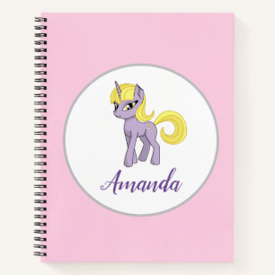 Anime Unicorn Pink Little Girl Notebook