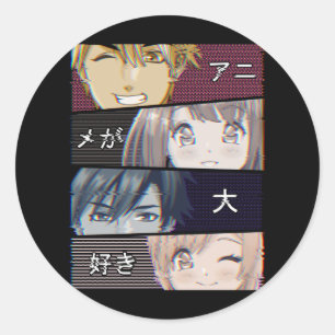 Anime Vaporwave Aesthetics Japanese Otaku Classic Round Sticker
