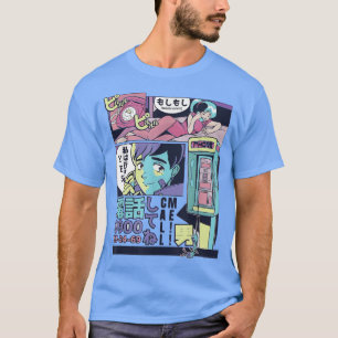 Anime Vaporwave Cool Fun Retro 80s Call Me Art  T-Shirt