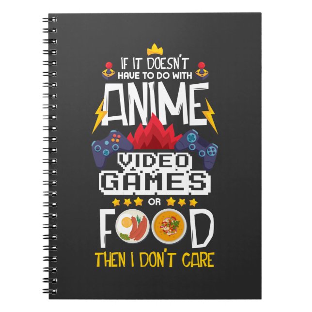 Anime Video Game Food Gamer Nerd Gaming Controller Notebook (Front)