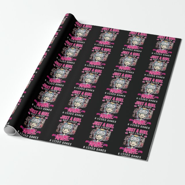 Anime Video Games Girl Otaku Teen Japanese Gaming Wrapping Paper (Unrolled)