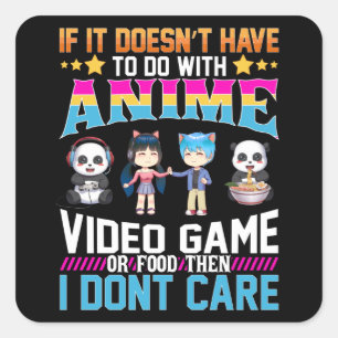 Anime Video Gaming Food Japanese for Gaming Manga Square Sticker