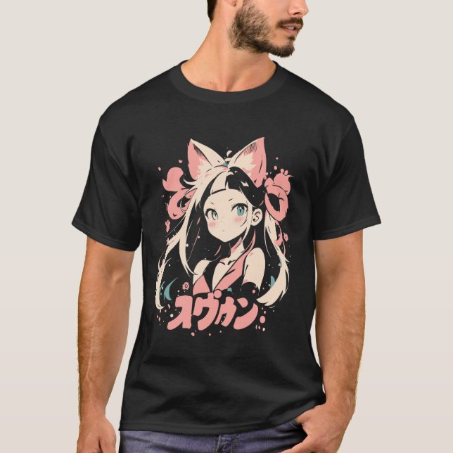 Anime Waifu Cute Anime manga Cat Girl Sweet Retro  T-Shirt (Front)
