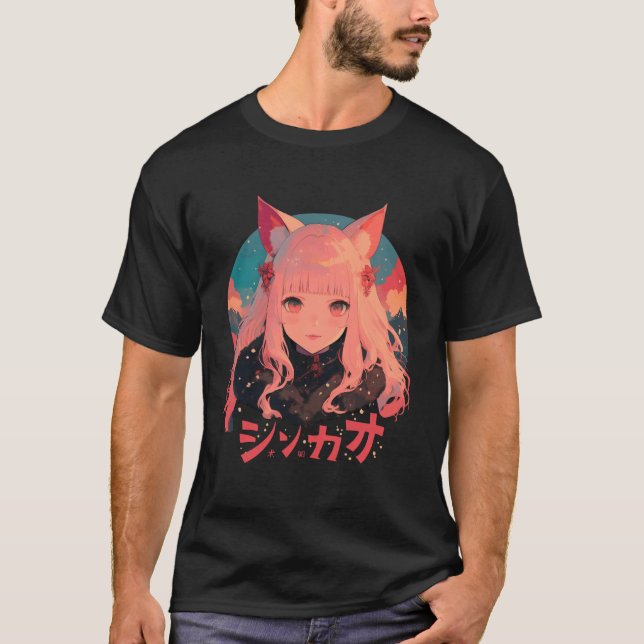 Anime Waifu Cute Anime Manga Cat Girl Sweet Retro  T-Shirt (Front)
