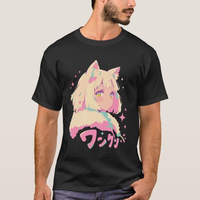 Anime Waifu Cute Anime Manga Cat Girl Sweet Retro  T-Shirt (Front)