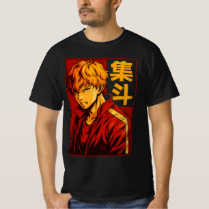 Anime Warrior – Fiery Determination Bold Japanese T-Shirt
