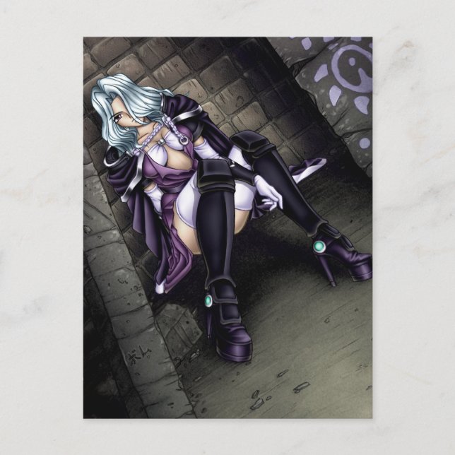 Anime Warrior Girl Postcard (Front)