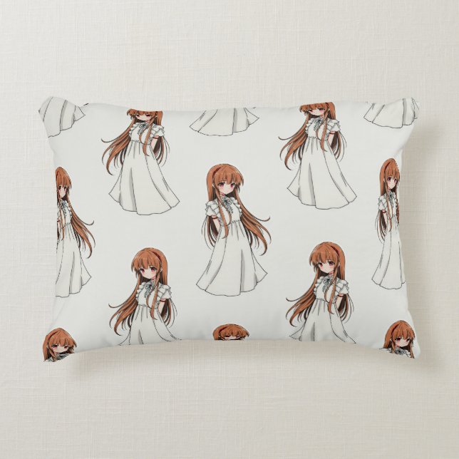 Anime Weeb Girl Manga Pattern Design  Decorative Cushion (Front)