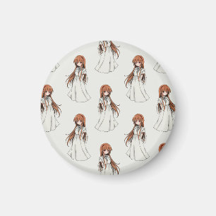 Anime Weeb Girl Manga Pattern Design Magnet