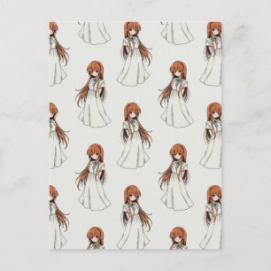 Anime Weeb Girl Manga Pattern Design  Postcard