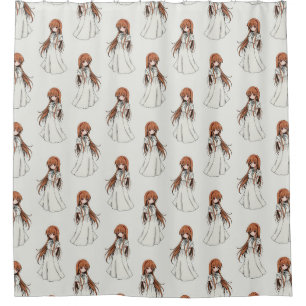 Anime Weeb Girl Manga Pattern Design Shower Curtain