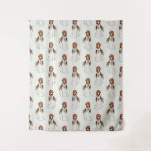 Anime Weeb Girl Manga Pattern Design Tapestry