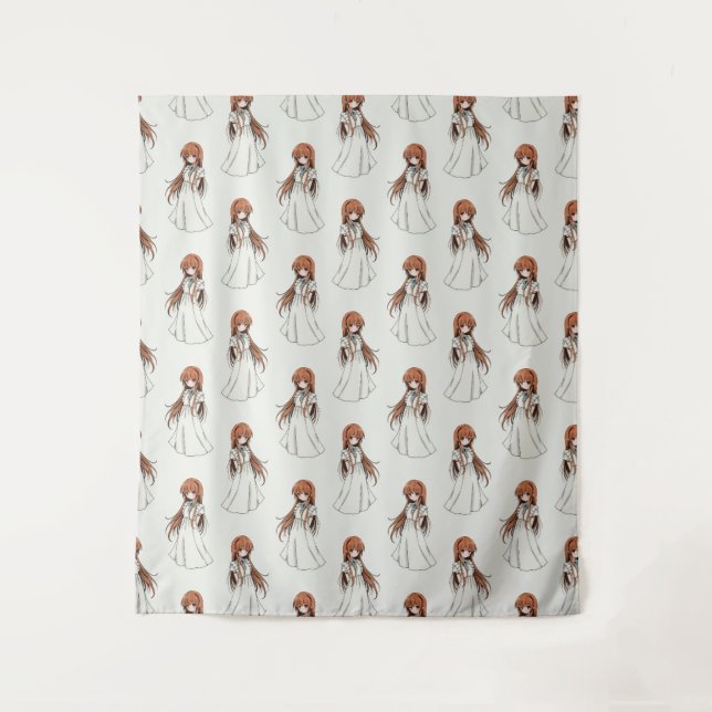 Anime Weeb Girl Manga Pattern Design  Tapestry (Front)
