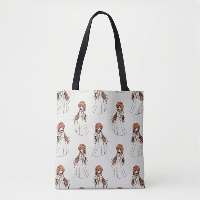 Anime Weeb Girl Manga Pattern Design  Tote Bag (Front)