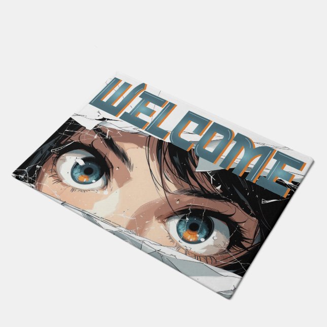 anime welcome door mat (Angled)
