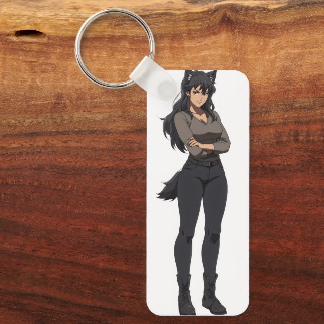 Anime Werewolf Woman Key Ring (Front)