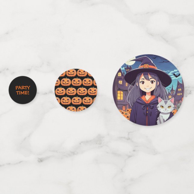 Anime Witch & Cat Confetti (Backs)