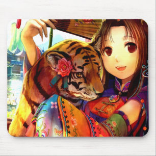 Anime With Tiger Mouse Mat