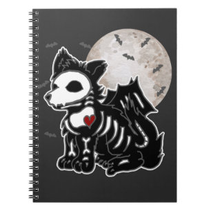 Anime Wolf Emo Goth Edgy Skeleton Halloween Dog Notebook