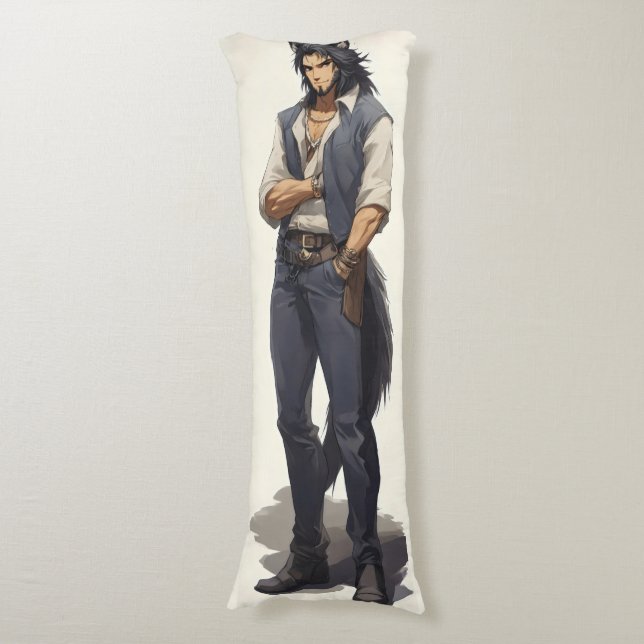 Anime Wolf Zaddy Body Cushion (Front Vertical)