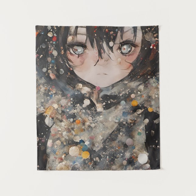 Anime Woman Collage Tapestry (Front)