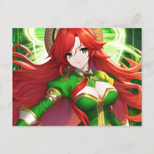 Anime Woman in Green Postcard
