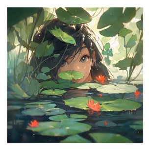 Anime Woman in Lake Photo Print