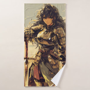 Anime Woman Knight Fantasy Bath Towel