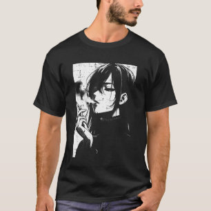 Anime Woman Smoking Japanese Manga Art Emo Otaku M T-Shirt