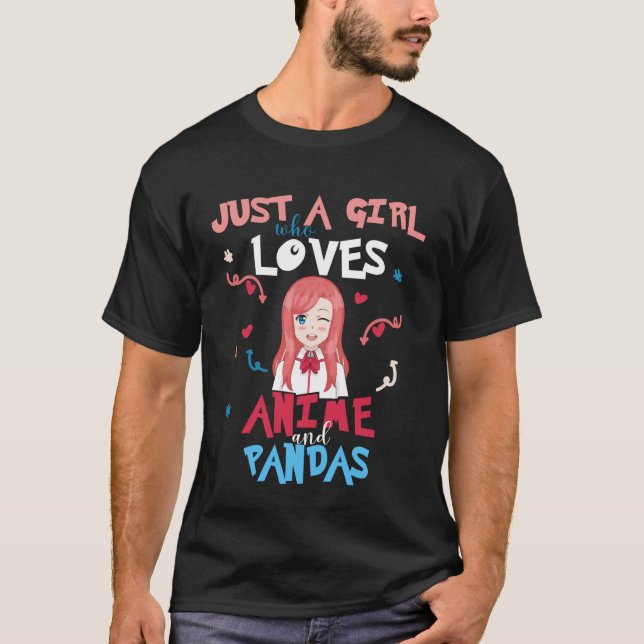 Anime Women Teen Girl Who Loves Pandas T-Shirt (Front)