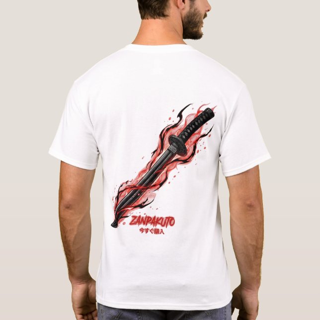 Anime Zanpakuto Sword Red Energy Men's  T-Shirt (Back)