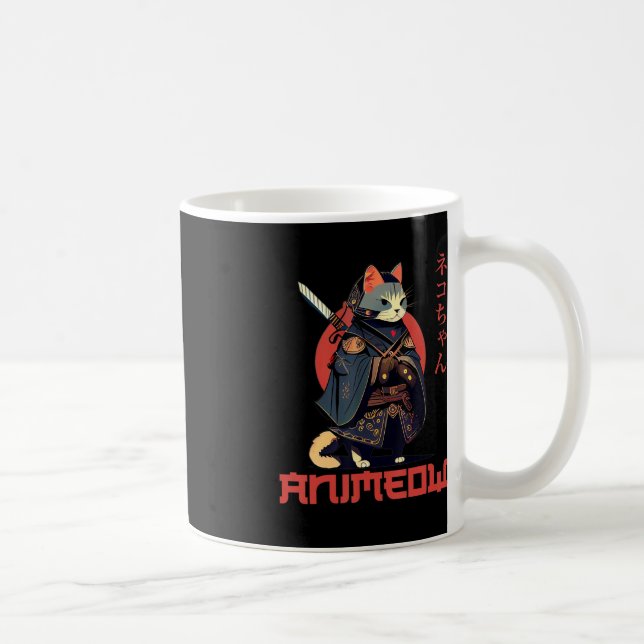 ANIMEOW Fun Cute Samurai Kawaii Cat Ninja Costume  Coffee Mug (Right)