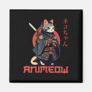 ANIMEOW Fun Cute Samurai Kawaii Cat Ninja Costume  Magnet