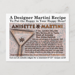 Anisette Martini Recipe Postcard