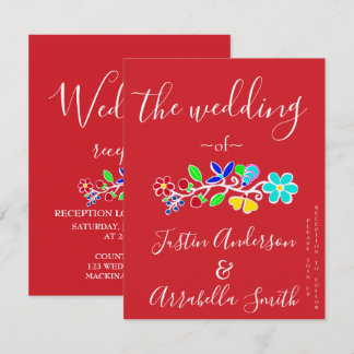 Anishinaabe Floral Strawberry Wedding Invitation