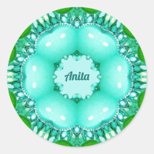 ANITA ~ Bright Abstract Fractal Pattern ~ Classic Round Sticker