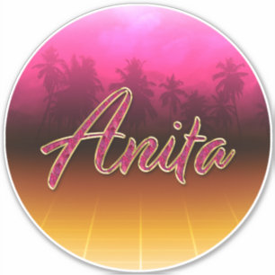 Anita First Name Golden pink Sticker