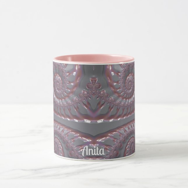 ANITA ~ GLOSSY 3D Zany Pink Silver ~ Mug (Center)