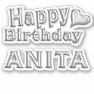 Anita Happy Birthday silver sticker