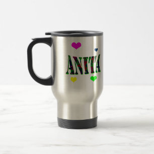 Anita, Name Logo With Love Hearts, Travel Mug