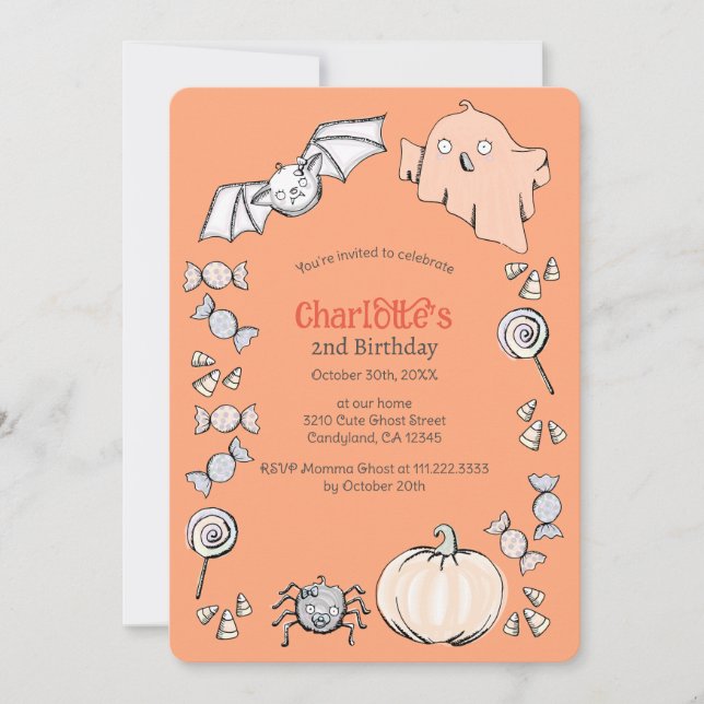 Aniversario de los niños de Halloween de dulce dul Invitation (Front)