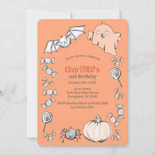 Aniversario de los niños de Halloween de dulce dul Invitation