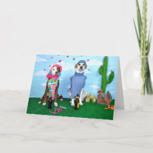 Aniversary card, humourous, dogs in clothes card