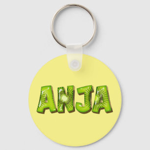 Anja Name Kiwi Design Keychain