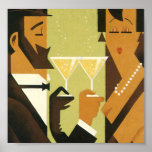Anjou Poster<br><div class="desc">Totally Art Deco. Man in beard and hat twining arms with a young lady in black. they have twined arms and holding champagne</div>