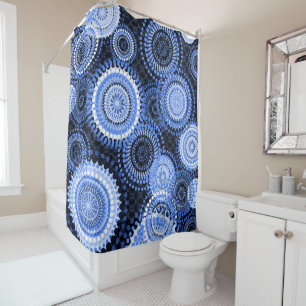 Ankara Dots Blue Shower Curtain
