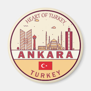 Ankara Turkey City Skyline Emblem Magnet