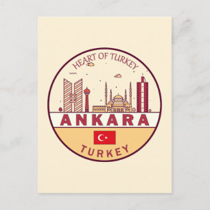 Ankara Turkey City Skyline Emblem Postcard
