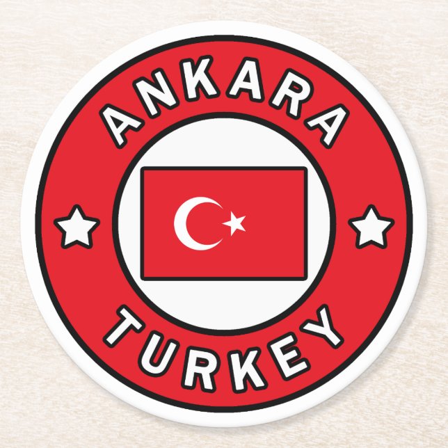 Ankara Turkey Round Paper Coaster (Front)