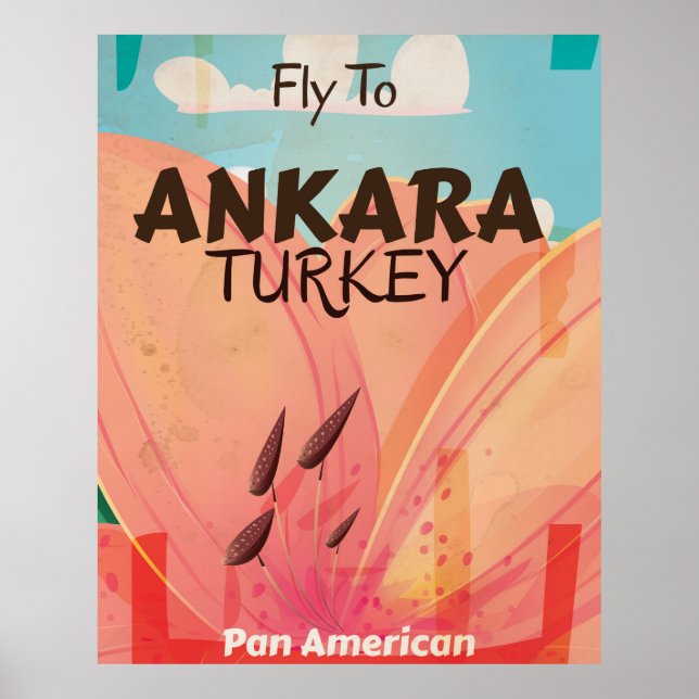 Ankara Turkey Vintage Travel Poster (Front)